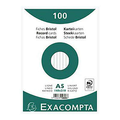 Exacompta Fiches bristol, A5, uni, blanc 10508E