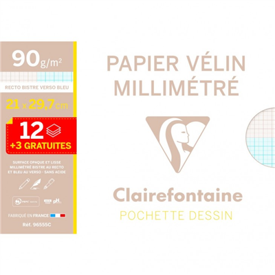 Clairefontaine papier Vélin Millimétré pochette 12