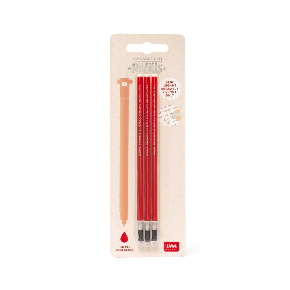 Legami Lot de 3 recharges pour stylo à encre gel effaçable - Rouge