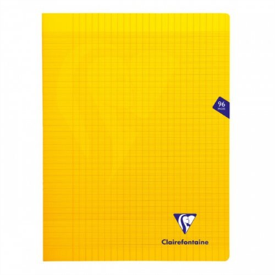 Clairefontaine Cahier Couverture plastique Jaune 24x32 96p Grands Carreaux Séyès