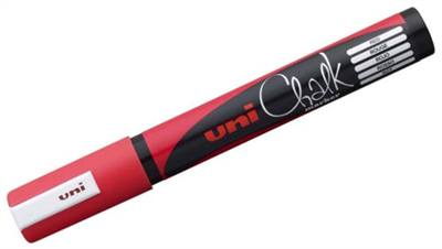 Uni-ball Marqueur craie Chalk PWE-5M, pointe ogive, Rouge