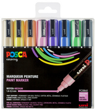 POSCA Marqueur à pigment PC-5M étui de 8 couleurs pastel