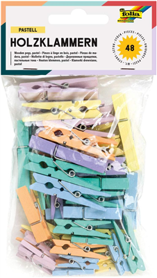 folia Pince à linge en bois, 3 tailles assorties