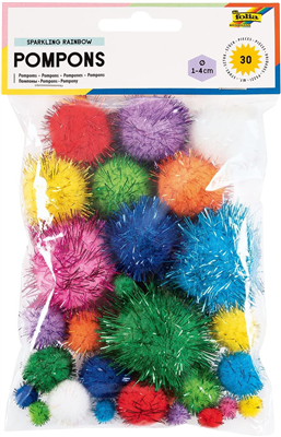 folia Pompons SPARKLING RAINBOW, différentes tailles