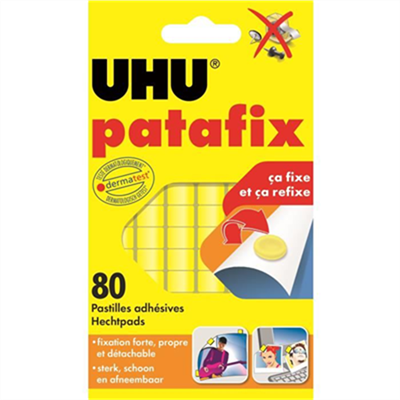 UHU Pâtes adhésives patafix, repositionnable, jaune 50140