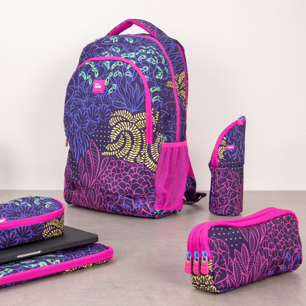 Sac à dos scolaire 2 fermetures éclair (21 L) série spéciale Fireflies,lilas