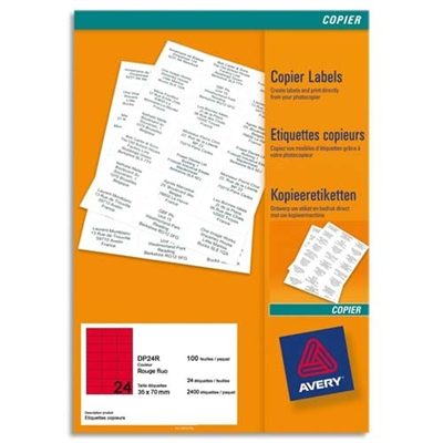 AVERY Etiquette d'adresse 70 x 35 mm rouge fluo